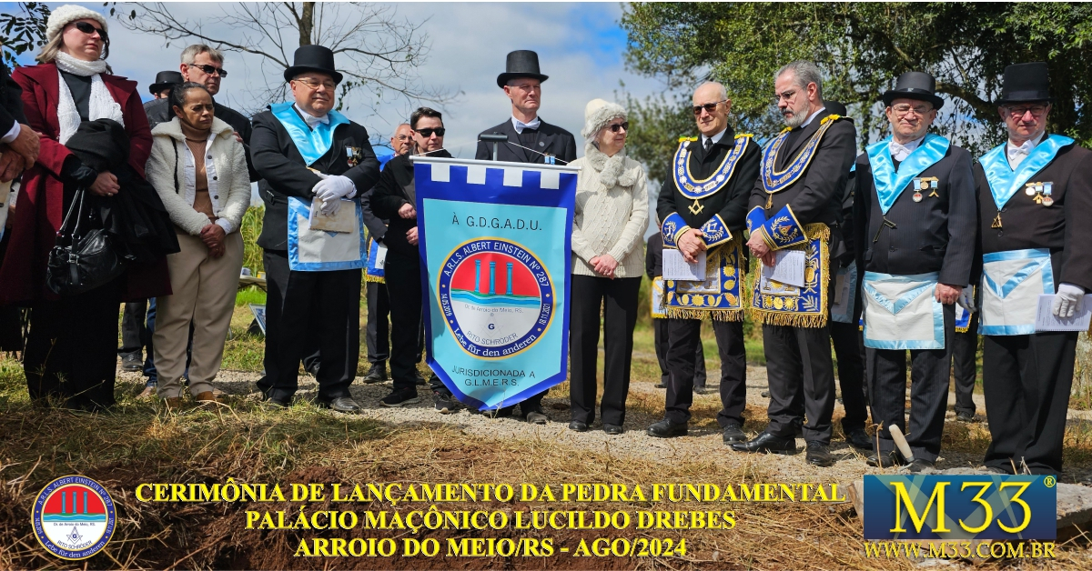 CERIMNIA DE LANAMENTO DA PEDRA FUNDAMENTAL DO PALCIO MANICO LUCILDO DREBES DA ARLS ALBERT EINSTEN N 287 - ARROIO DO MEIO/RS - AGOSTO/2024 PARTE 1 DE 2